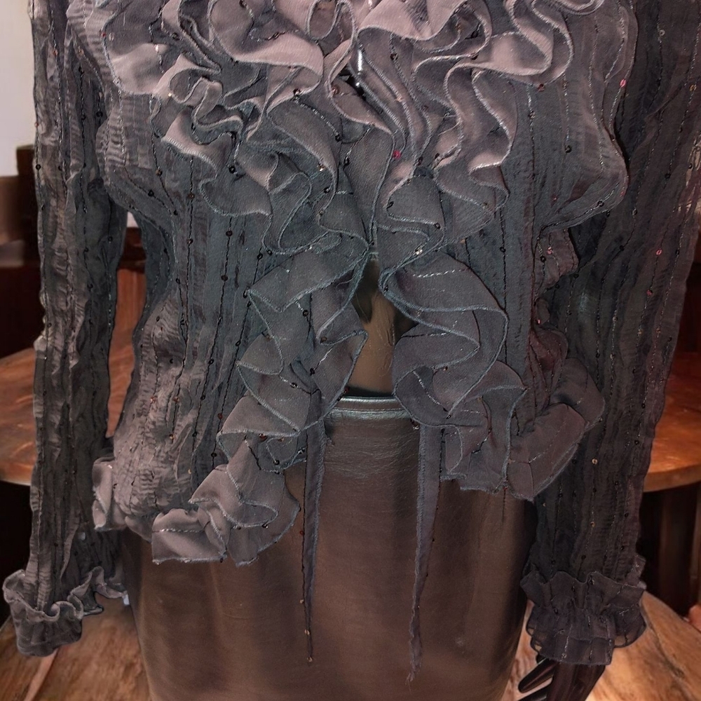 Cachet Black Ruffled Long Sleeve Dress